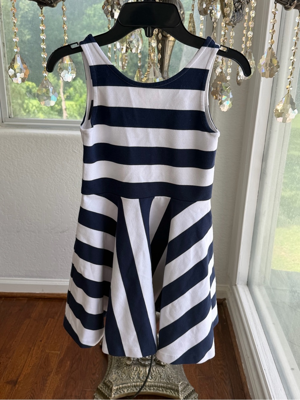 Polo by Ralph Lauren Navy and White Striped Fit-and-Flare Dress